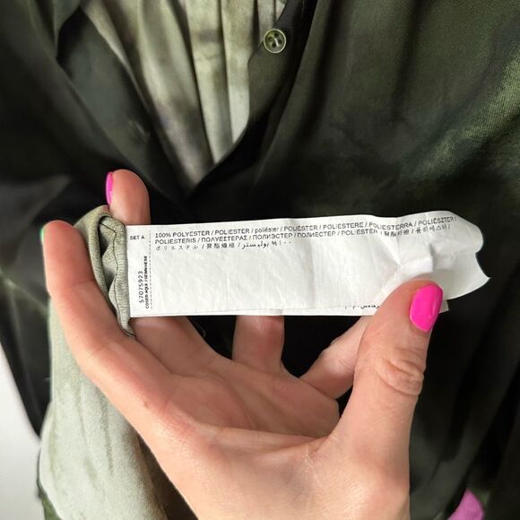 Womens MNG Suit Green & Black Classy Button Down Long Sleeve Blouse - Picture 6 of 6